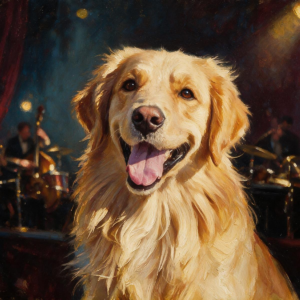 Golden Retriever Jazz Style Pet Portrait